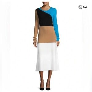 Diane Von Furstenberg Colorblock Sweater Midi Dress Small